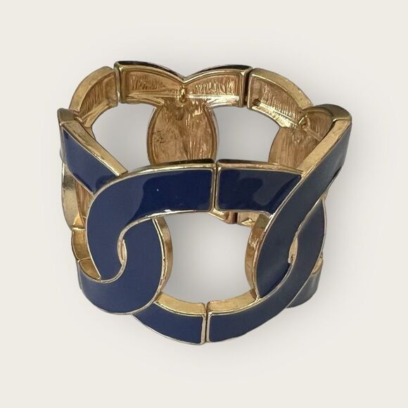 Large blue enamel bracelet gold tone base - Picture 4 of 4